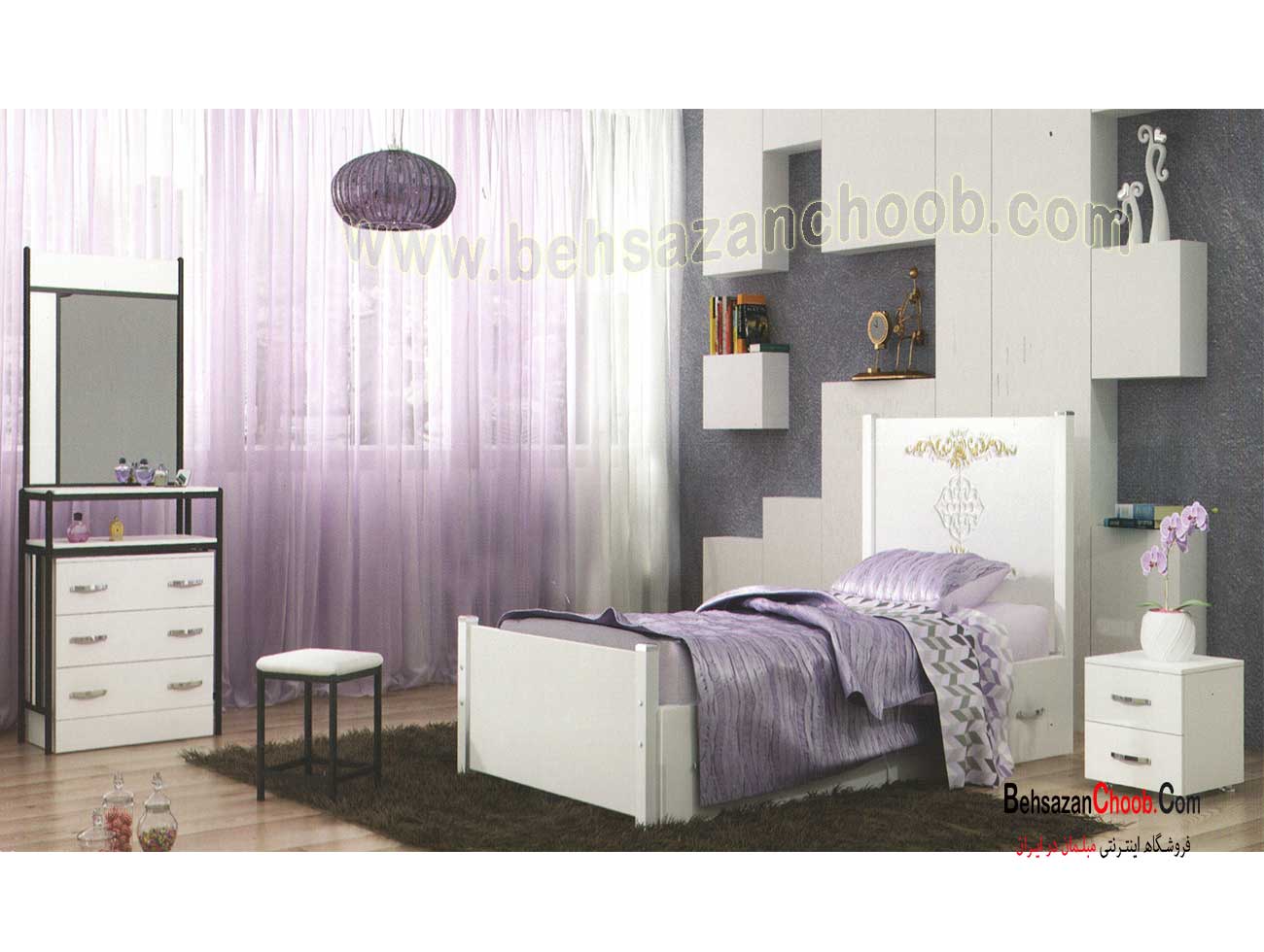 تخت تک نفره فلزی نسترن T 850