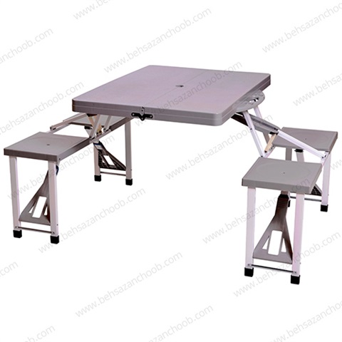 میز و صندلی چهار نفره تاشو رنگ طوسی A008