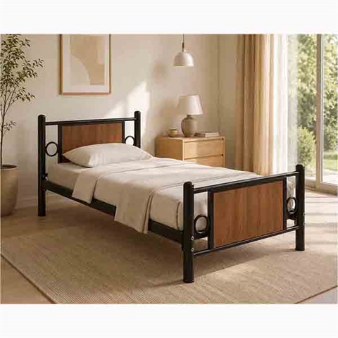 تخت یک نفره فلزی نما چوبی M900