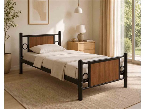 تخت یک نفره فلزی نما چوبی M900