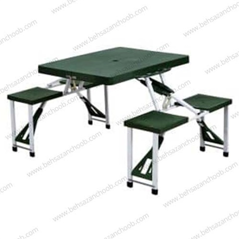 میز و صندلی چهارنفره تاشو رنگ سبز ارتشی A011